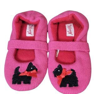 Girls Youth Small/Medium Nick & Nora Mary Jane House Slippers Pink w Scotty Dog